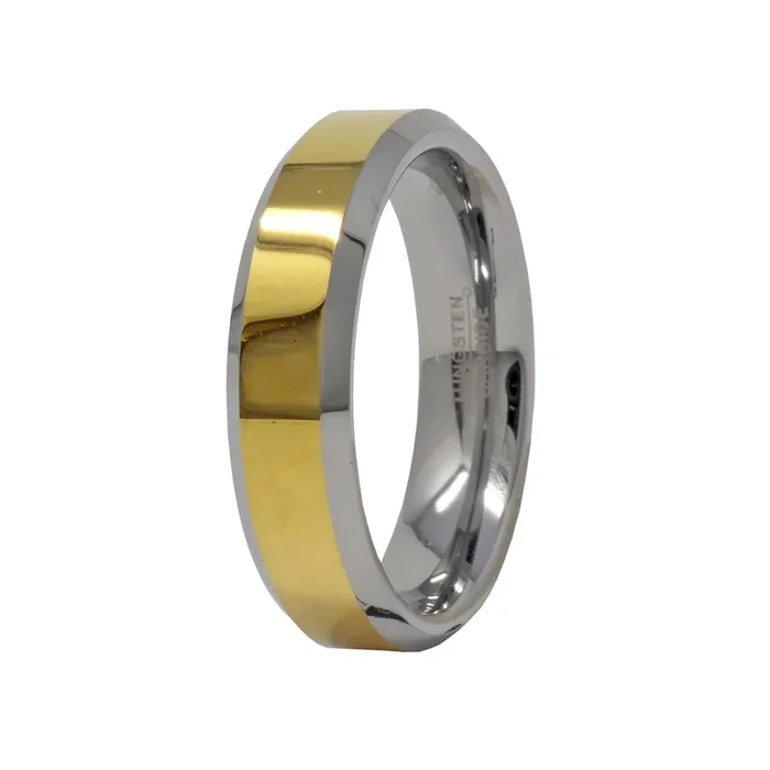 6mm Tungsten Ring With Gold-Plated Center