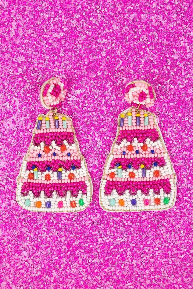 75% OFF DEAL DROP! Just Have The Cake Pink Seed Bead Earrings