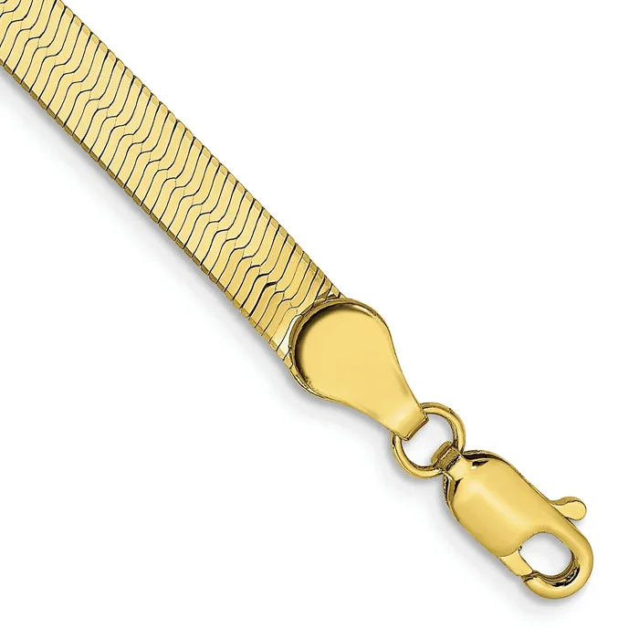 8 Inch 10K Yellow Gold 4mm Silky Herringbone Chain Bracelet