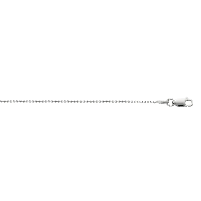925 Sterling Silver Rhodium Plated 1.2 mm Bead Chain Necklace 20″ Lobster Claw