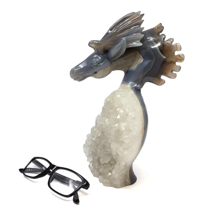 A+ Agate Geode Moose Carving on Natural Geode Base – All One Piece