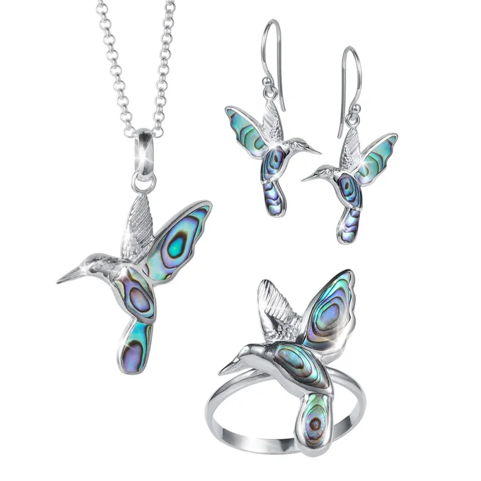 Abalone Hummingbird 3 Piece SetWatch & Jewelry Set