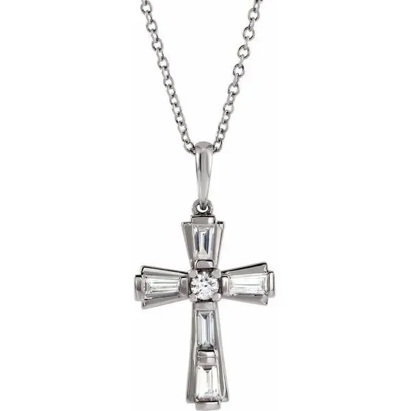 Accented Baguette Cross Necklace