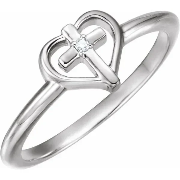 Accented Cross & Heart Ring