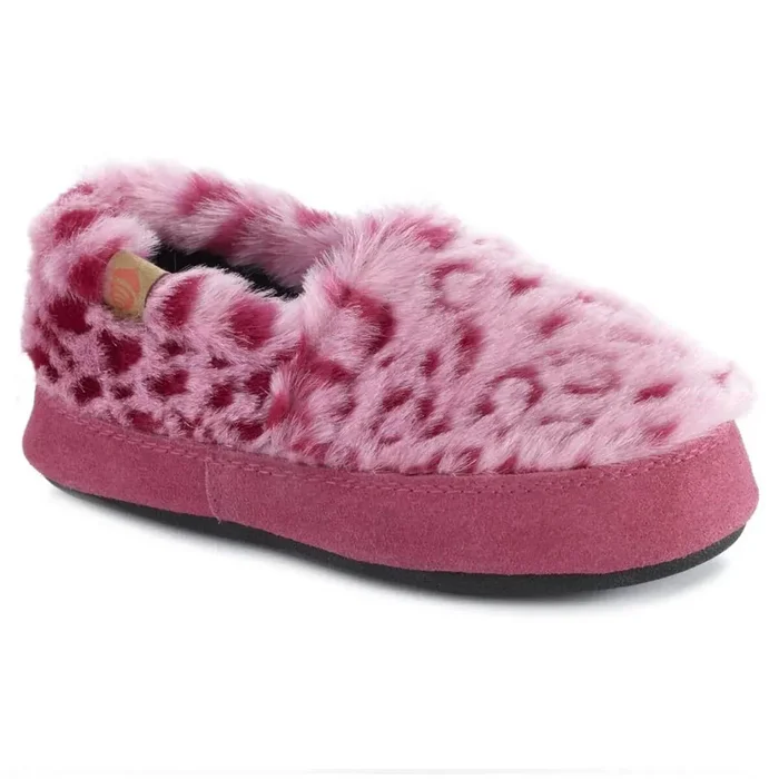 Acorn Kids’ Moc Slippers – Original Outdoor, Pink Ocelot, K12/13 | A10089BTJ12-13