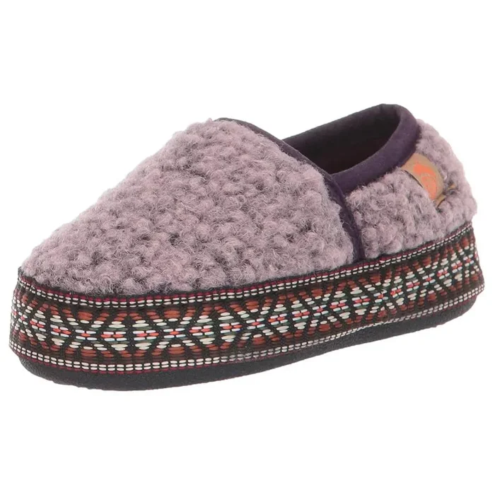 Acorn Kids’ Slippers – L’il Woven Trim Moccasins, Iris, K12/13 | A19009IRS12-13
