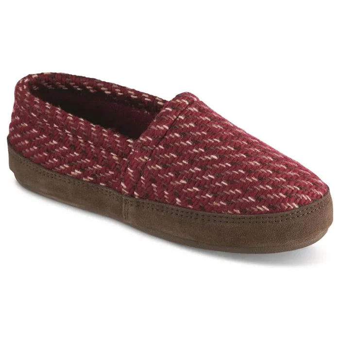 Acorn Women’s Moc Slipperss – Memory Foam, Garnet Wovem Tweed, Large | A10080GARWL