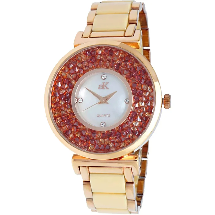 Adee Kaye Women’s Watch – Pisa Quartz Red and White Mop Dial Steel Bracelet | AK8664