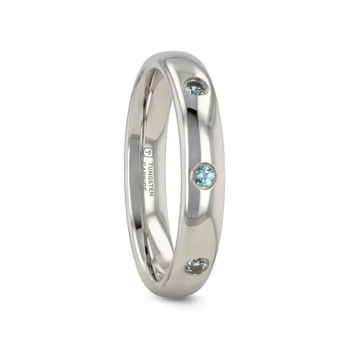 ALEX Polished Domed Tungsten Carbide Ring with Alexandrite Setting – 4mm