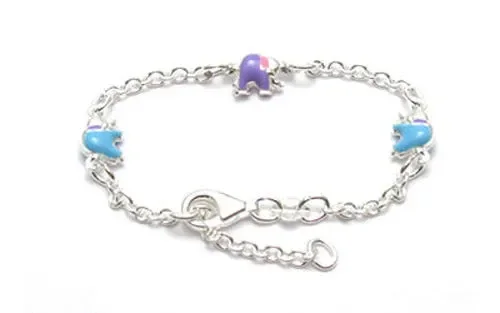 Amazing Sterling Silver Adjustable Baby Bracelet with Adorable Elephant Charms
