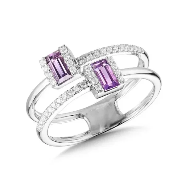 Amethyst & Diamond Split Shank Ring