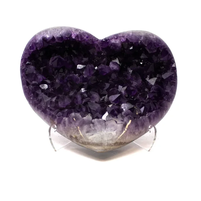 Amethyst Crystal Heart from Brazil on Lucite Stand