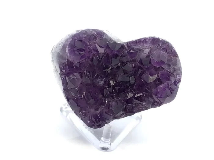 Amethyst Crystal Heart on Lucite Cluster Stand