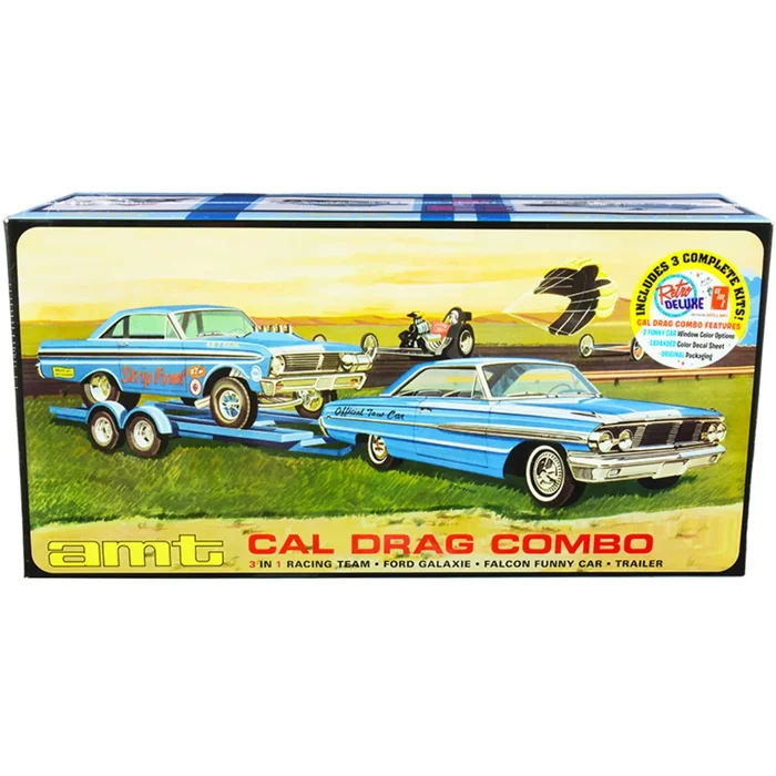 AMT 1/25 Scale Models Kit – Skill 2 Ford Cal Drag Team Ford Galaxie, Set of 3