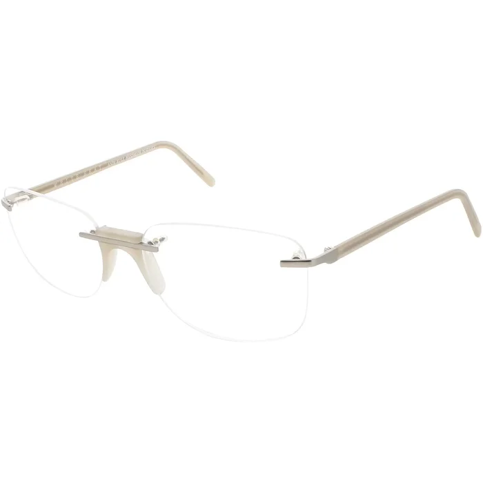 Andy Wolf Men’s Eyeglasses – Grey Metal/Acetate Square Shape Rimless Frame | Fenn C