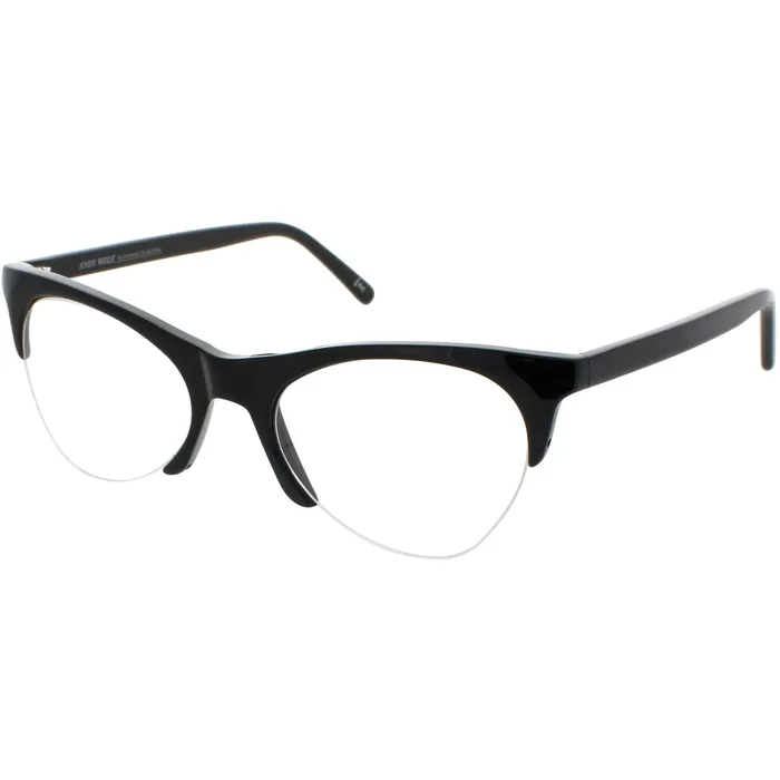 Andy Wolf Women’s Eyeglasses – Black Acetate Cat Eye Shape Half Rim Frame | 5078 A