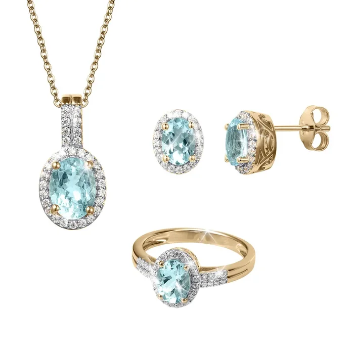Aqua Halo CollectionWatch & Jewelry Set