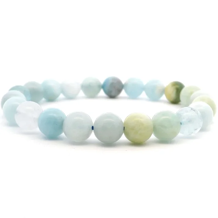 Aquamarine Beaded Bracelet – 8mm Round