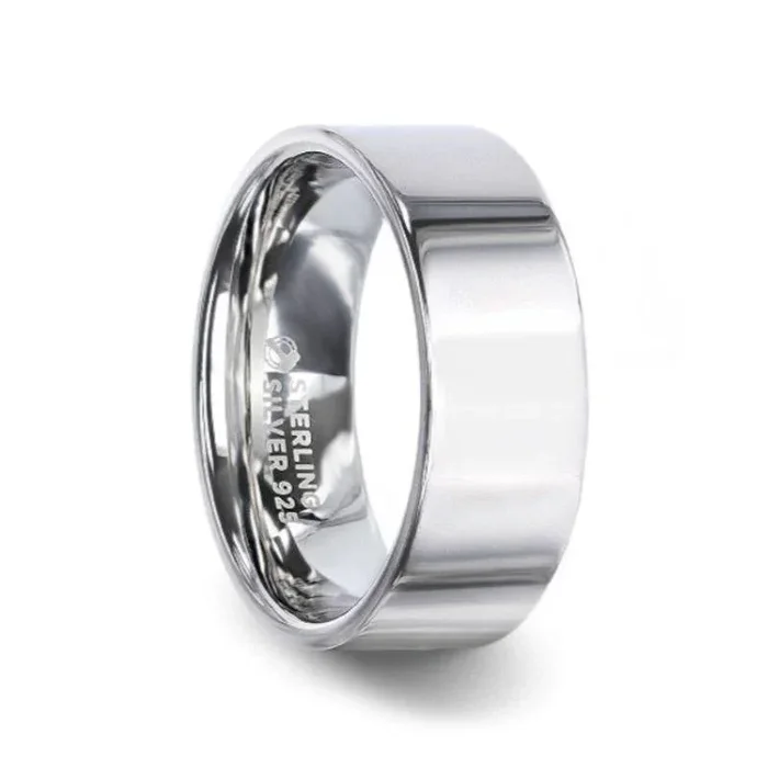ARGENT Silver Polished Finish Flat Style Wedding Band – 4mm & 8mm