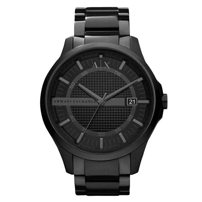 Armani Exchange Hampton Three-Hand Date Black Stainless Steel Mens Watch MPN: AX2104