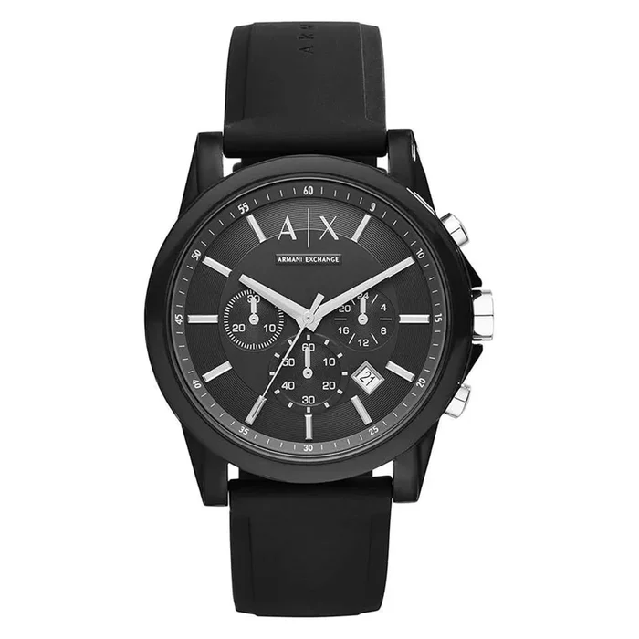 Armani Exchange Outerbanks Chronograph Black Silicone Mens Watch MPN: AX1326