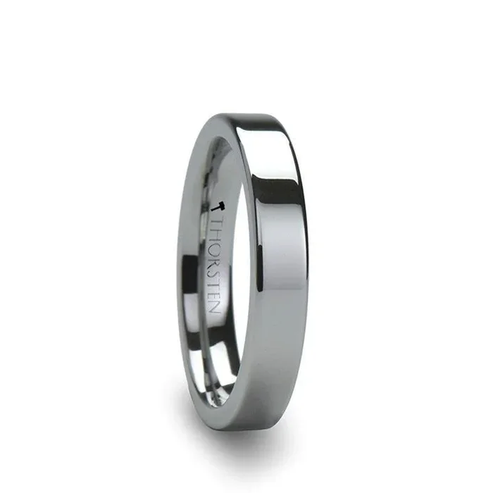 ATHENA Women’s Flat Tungsten Carbide Wedding Band – 4mm & 6mm