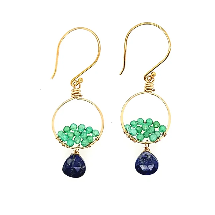 AVF Gold Chrysoprase & Lapis Earrings (SI2886)