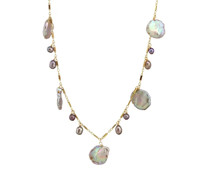 AVF Multi-Color Keishi Pearl Gold Necklace (SI7968)