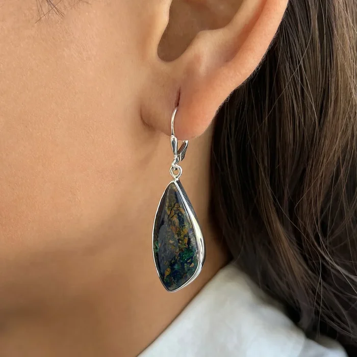 Azurite Malachite Earring-(AZM-E-17.)