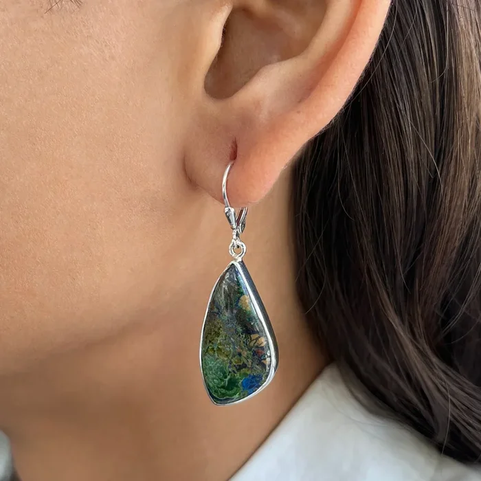 Azurite Malachite Earring-(AZM-E-19.)