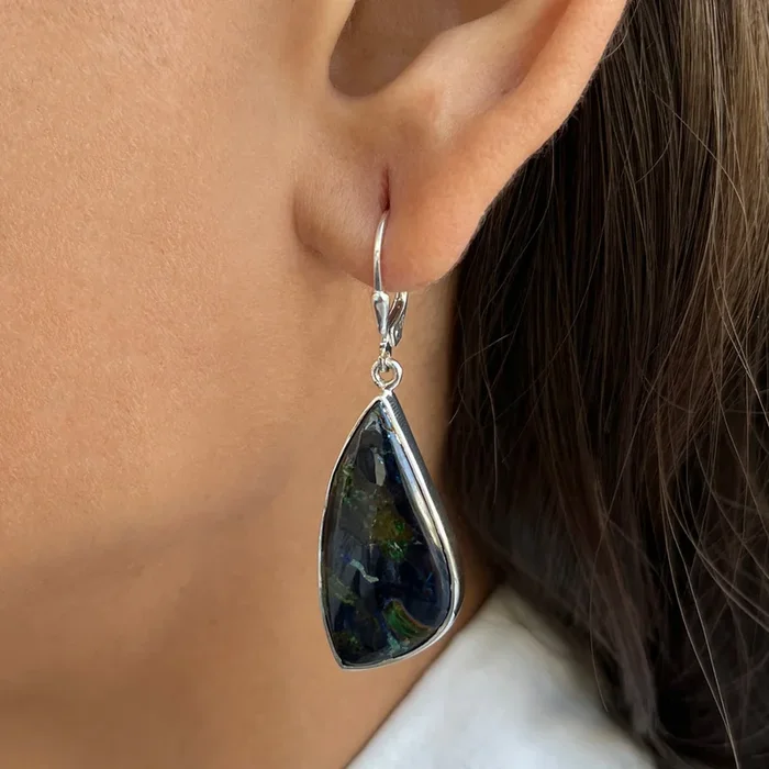 Azurite Malachite Earring-(AZM-E-32.)