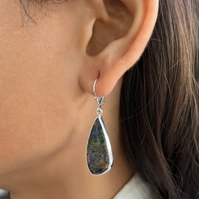 Azurite Malachite Earring-(AZM-E-36.)