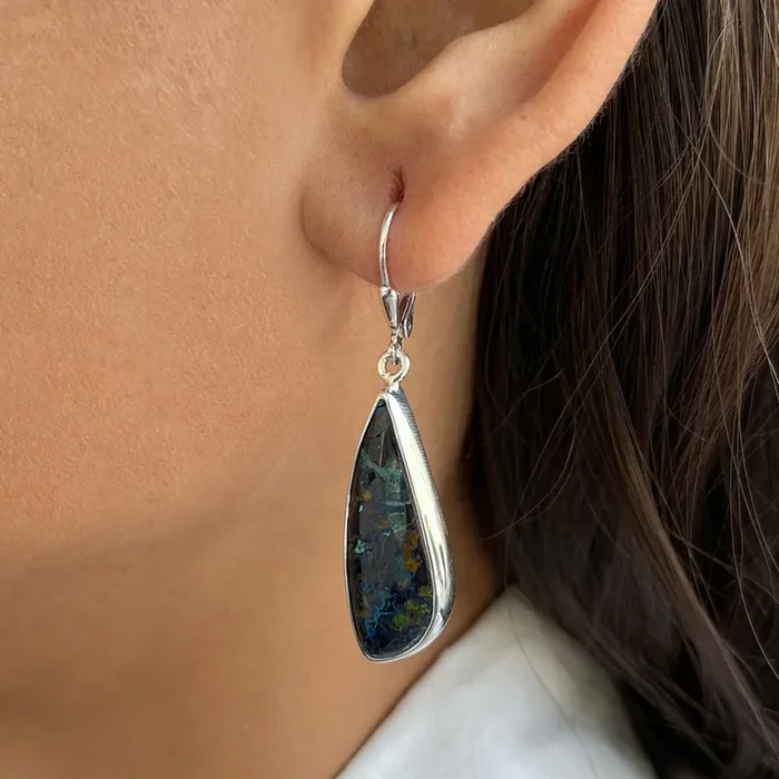 Azurite Malachite Earrings-(AZM-E-30.)