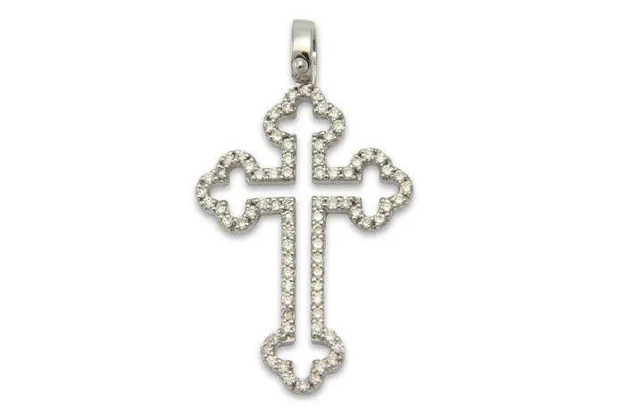 Balistraria Diamond & 18K White Gold Orthodox Cross