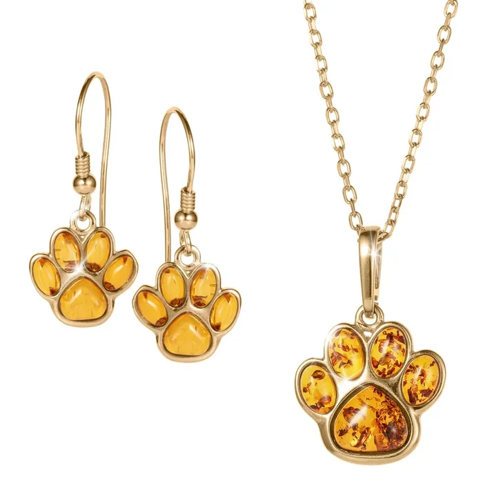 Baltic Amber Golden Paw CollectionWatch & Jewelry Set