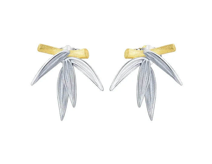Bamboo Leaves Stud Earrings