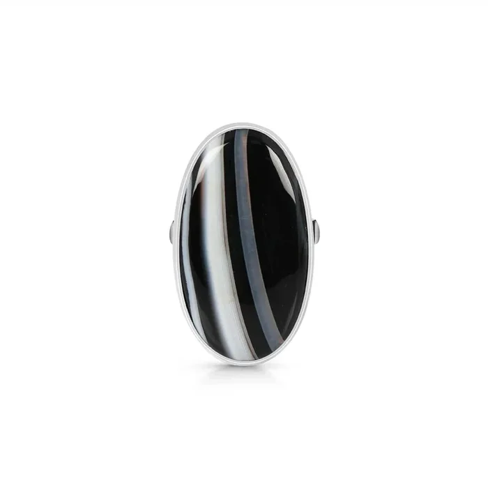 Banded Agate Adjustable Ring-(BAG-R-23.)