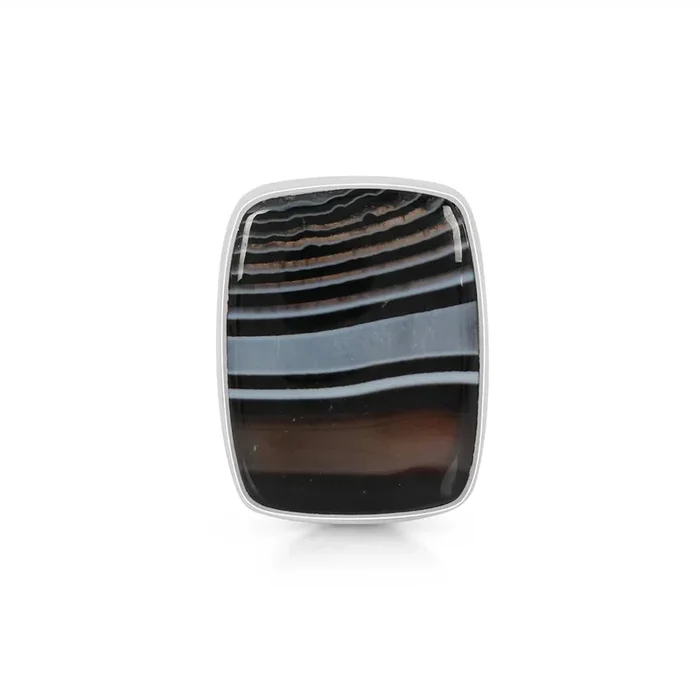 Banded Agate Adjustable Ring-(BAG-R-26.)