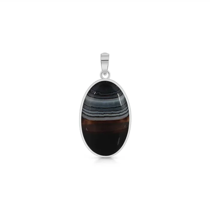 Banded Agate Pendant-(BAG-P-34.)