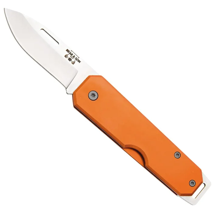 Bear & Son Knife – Aluminum Handle Steel Blade Orange Folding, 3 7/8 inch | BS110OR