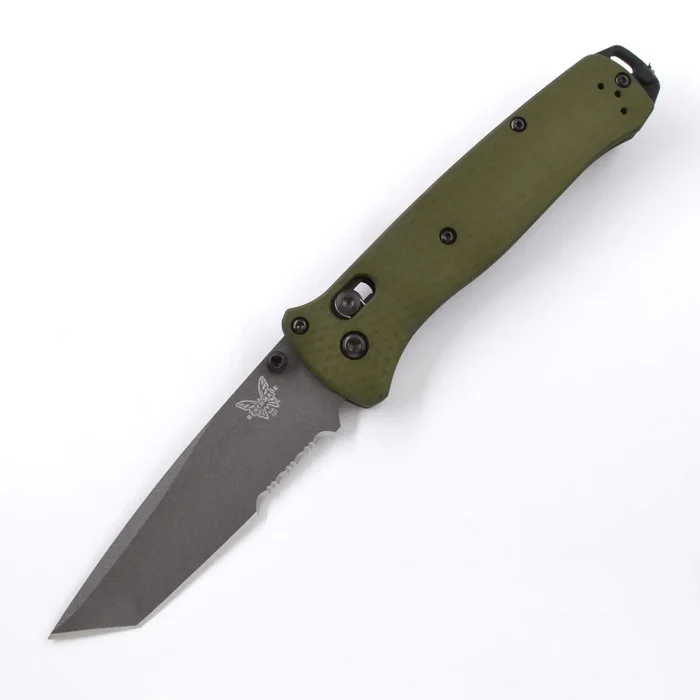 Benchmade Pocket Knife – Bailout Green Aluminum Handle Serrated Blade | 537SGY-1