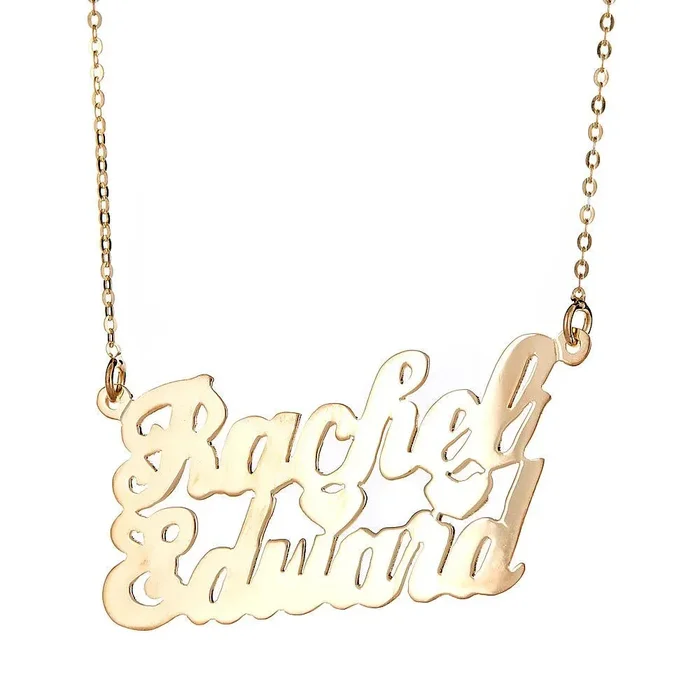 Better Jewelry Personalized .925 Sterling Silver “Carrie” Script Lover’s Nameplate Plated in 14K Gold w. Chain