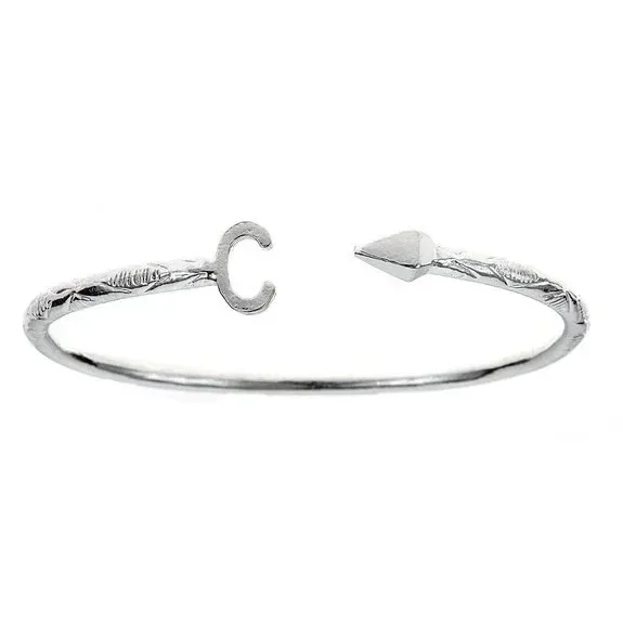 Better Jewelry Personalized West Indian Bangle w. Pyramid End .925 Sterling Silver, 1 piece