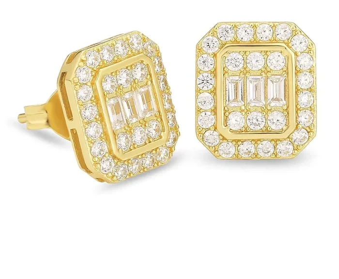 Big Daddy Rectangle Diamond Stud EarringsEarring