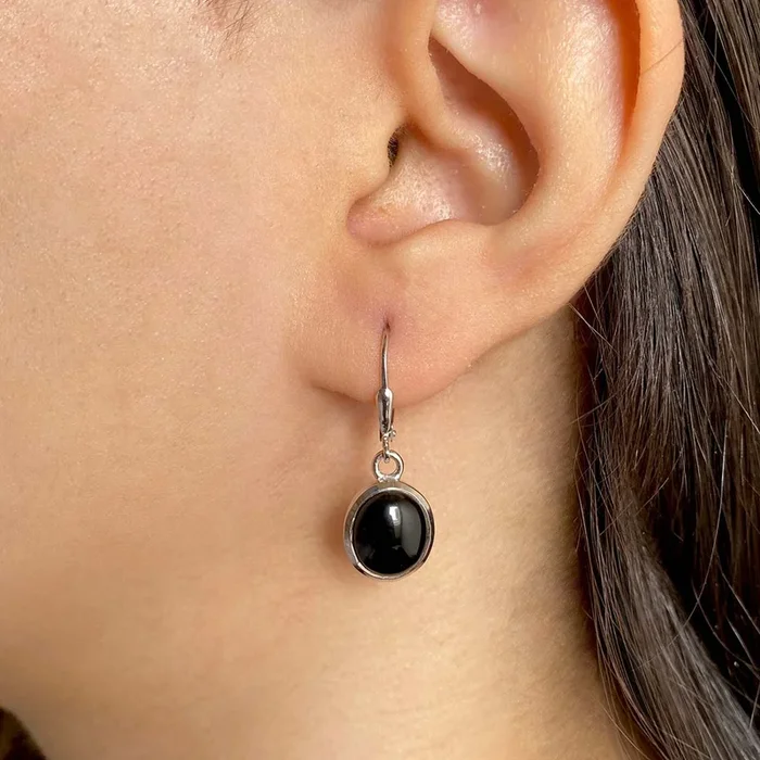 Black Onyx Leverback Earring-(BOX-SE-1116.)
