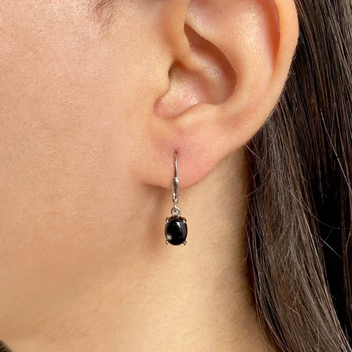 Black Onyx Leverback Earring-(BOX-SE-1128.)