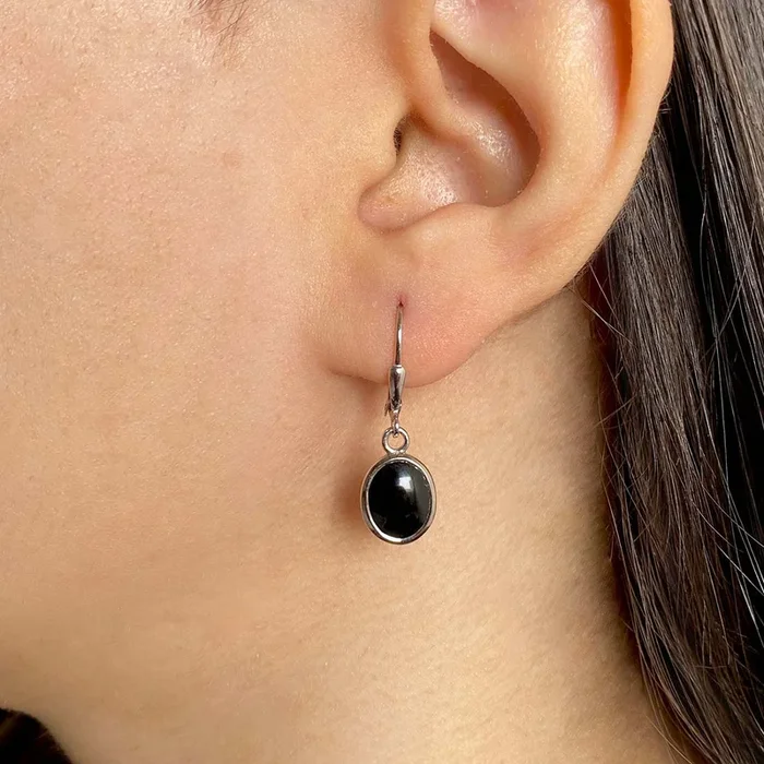 Black Onyx Leverback Earring-(BOX-SE-829.)