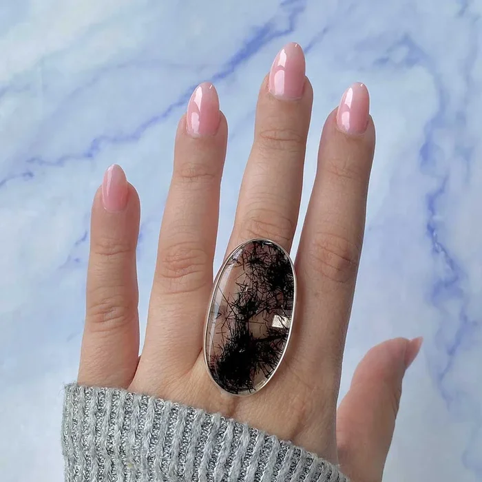 Black Rutile Adjustable Ring-(BLR-R-38.)