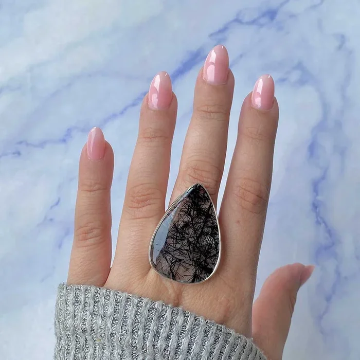 Black Rutile Adjustable Ring-(BLR-R-39.)