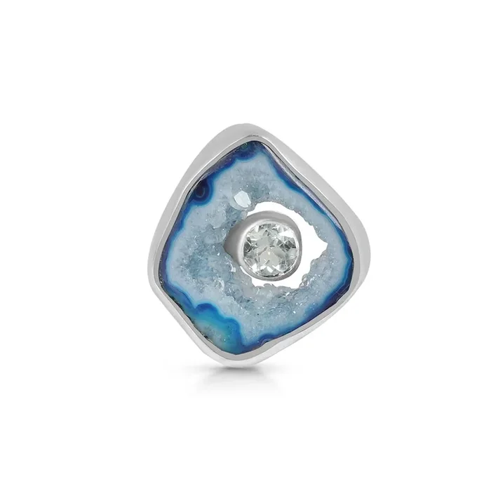 Blue Agate Adjustable Ring-(ABU-R-16)